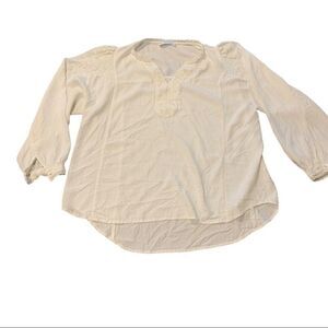 LUCKY BRAND Cream Tunic Top Long Sleeve L